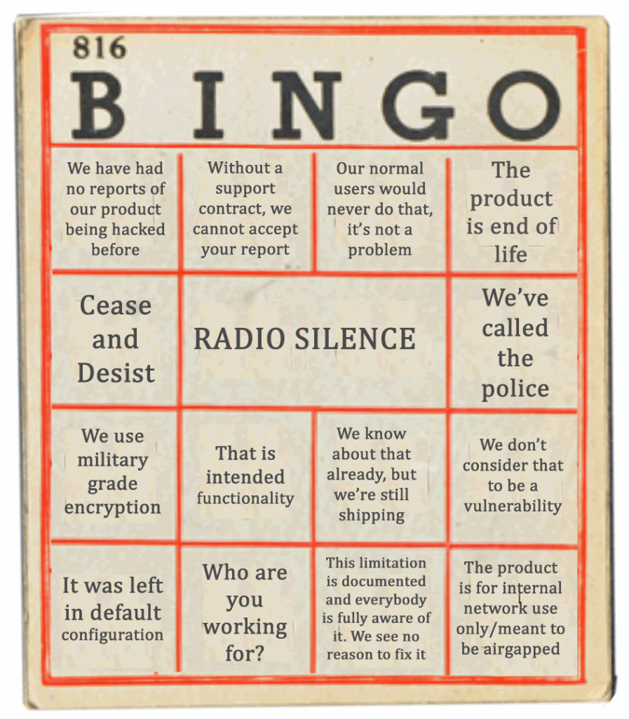 Vulnerability disclosure buzzword bingo!