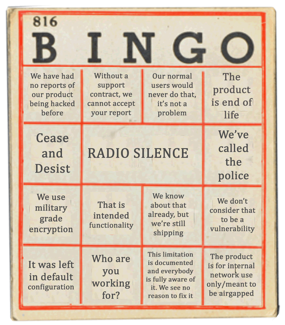 Vulnerability disclosure buzzword bingo!