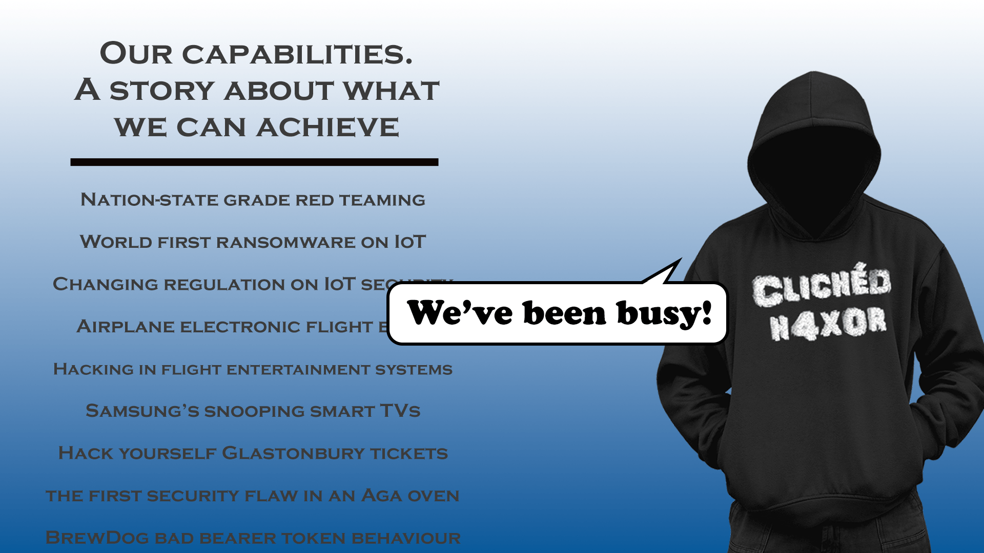 Our capabilities. A story about what we can achieve